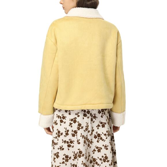 CIDER Faux Sherpa Patchwork Oversized Yellow Jacket - Picture 6 of 12